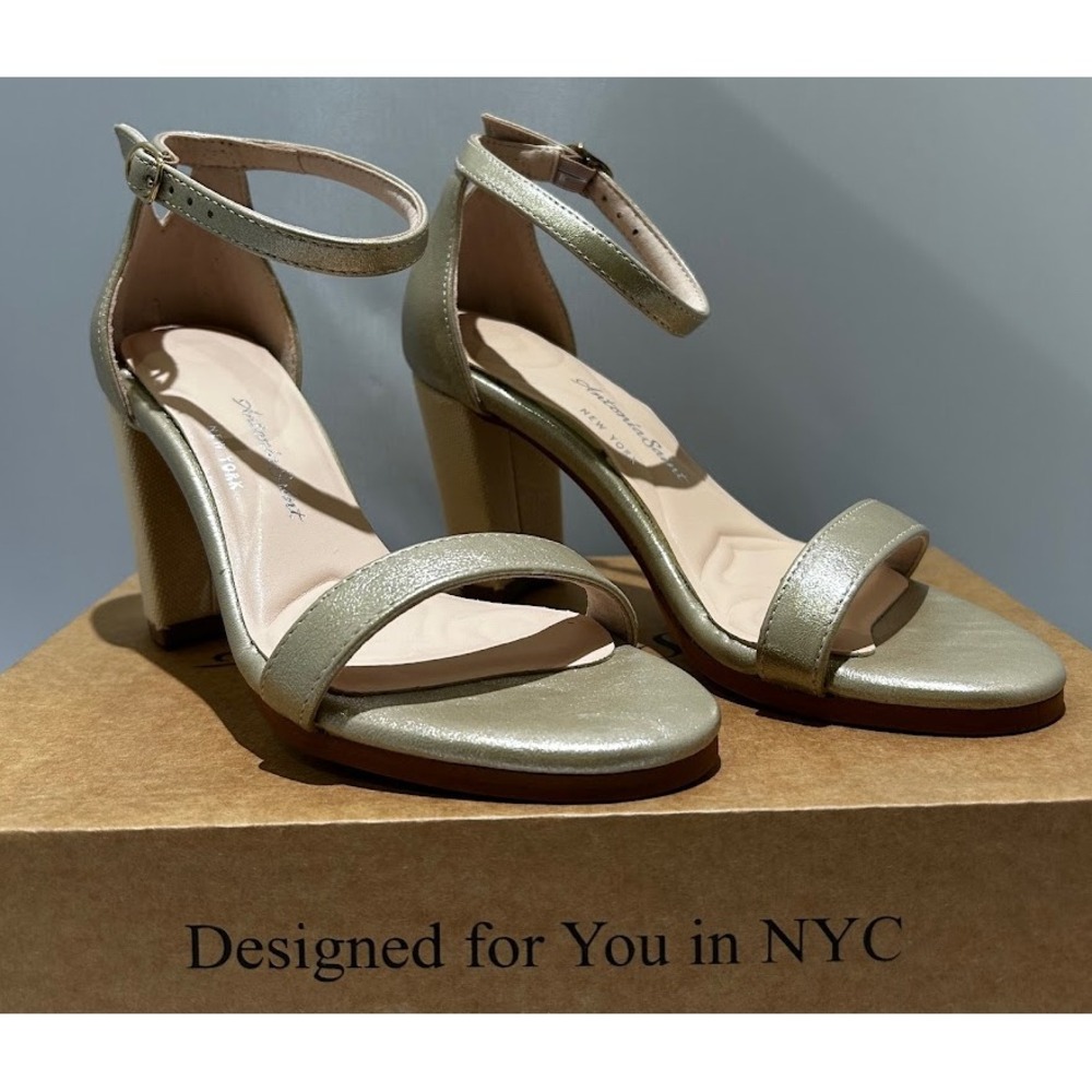 Antonia Saint Tina Party Block Heel Gold Metallic, Size 5 - Picture 2 of 8